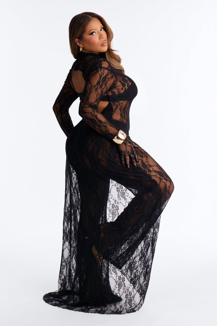 Candace Lace Gloved 3 Piece Jumpsuit Set - Black