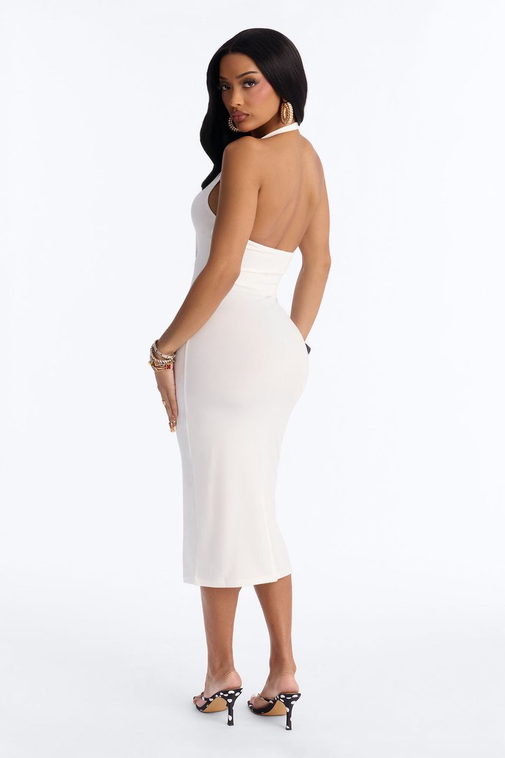 Nellie Double Lined Midi Dress - White