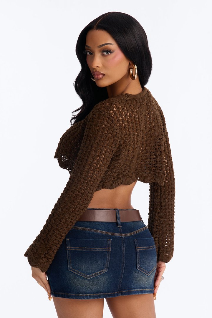 Sasha Crochet Cardigan - Chocolate
