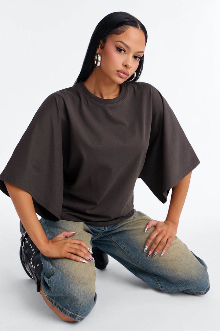 Kendall Oversized Short Sleeve T-Shirt - Charcoal