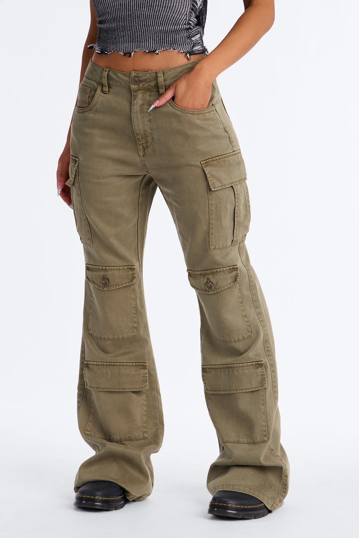 Midnight Market Washed Cargo Flare Pant 33″ - Olive
