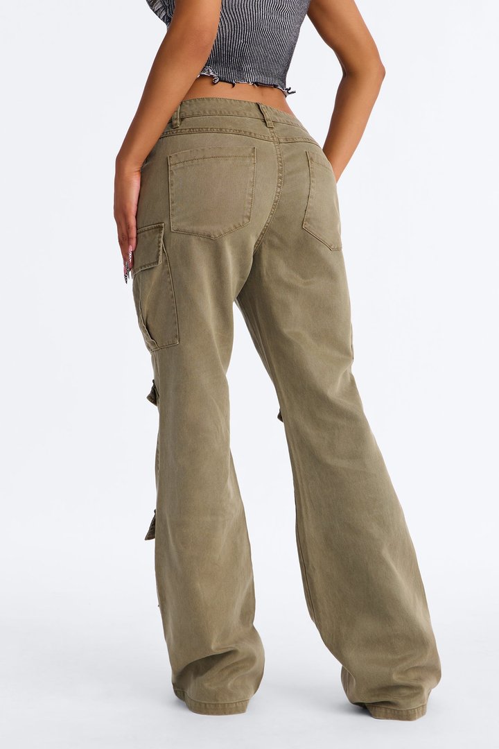 Midnight Market Washed Cargo Flare Pant 33″ - Olive