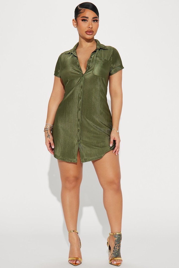 Madelyn Mini Shirt Dress - Olive