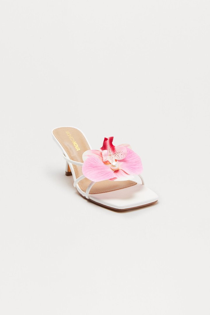 Island Sun Orchid Mules - White