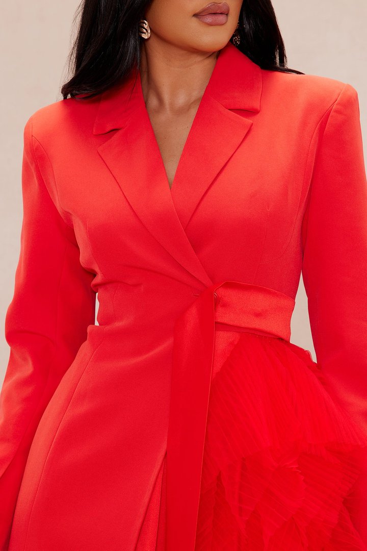 Katie Tulle Blazer - Red