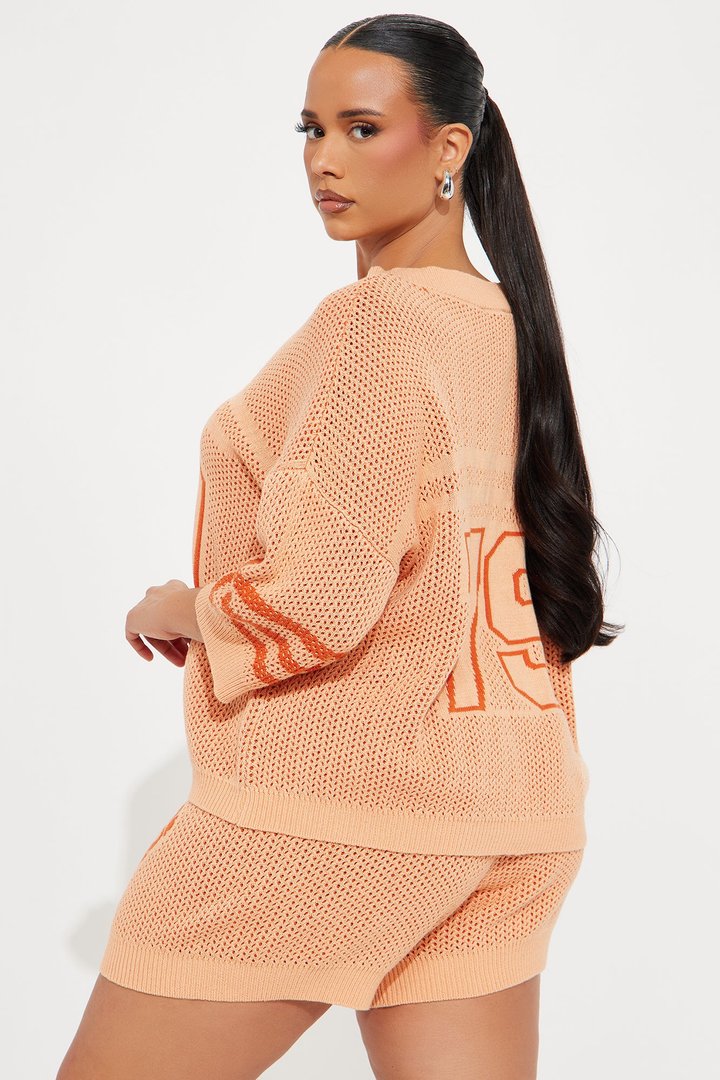 Game Day Essentials Sweater Short Set - Orange/combo