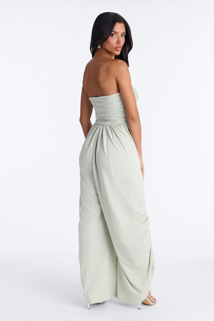 Anika Strapless Barrel Leg Jumpsuit - Sage