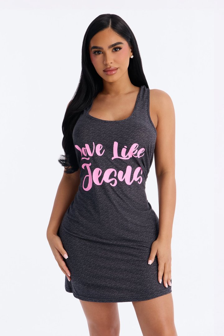 Love Like Jesus PJ Sleep Dress - Charcoal