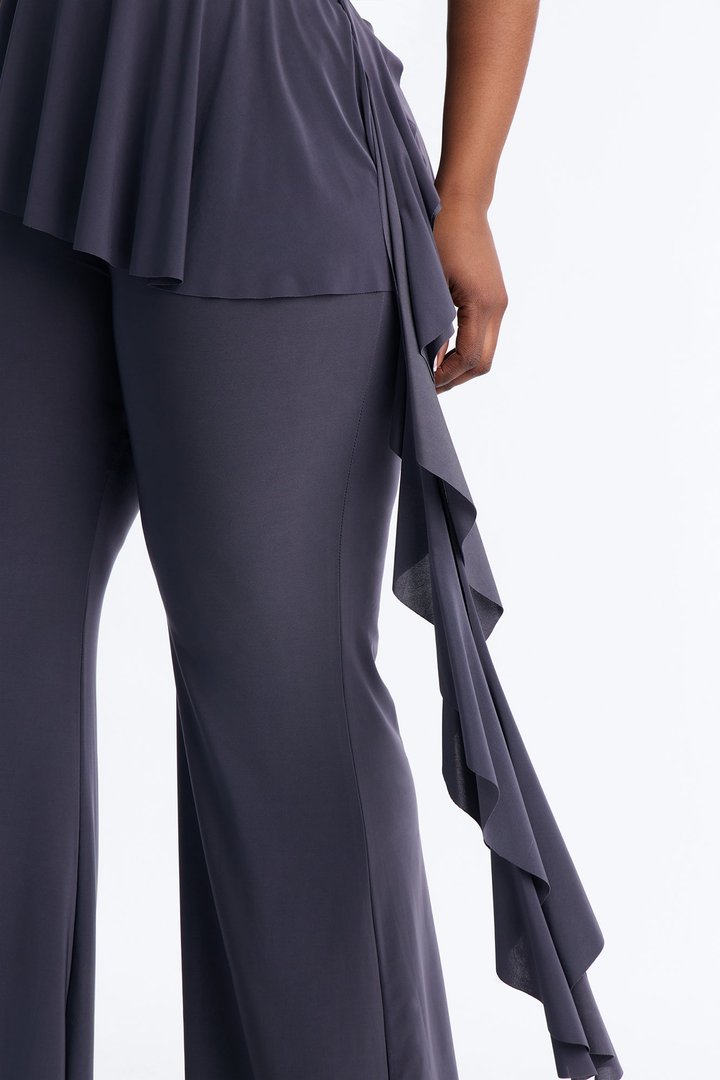 Imani Low Rise Ruffle Flare Pant 33″ - Charcoal