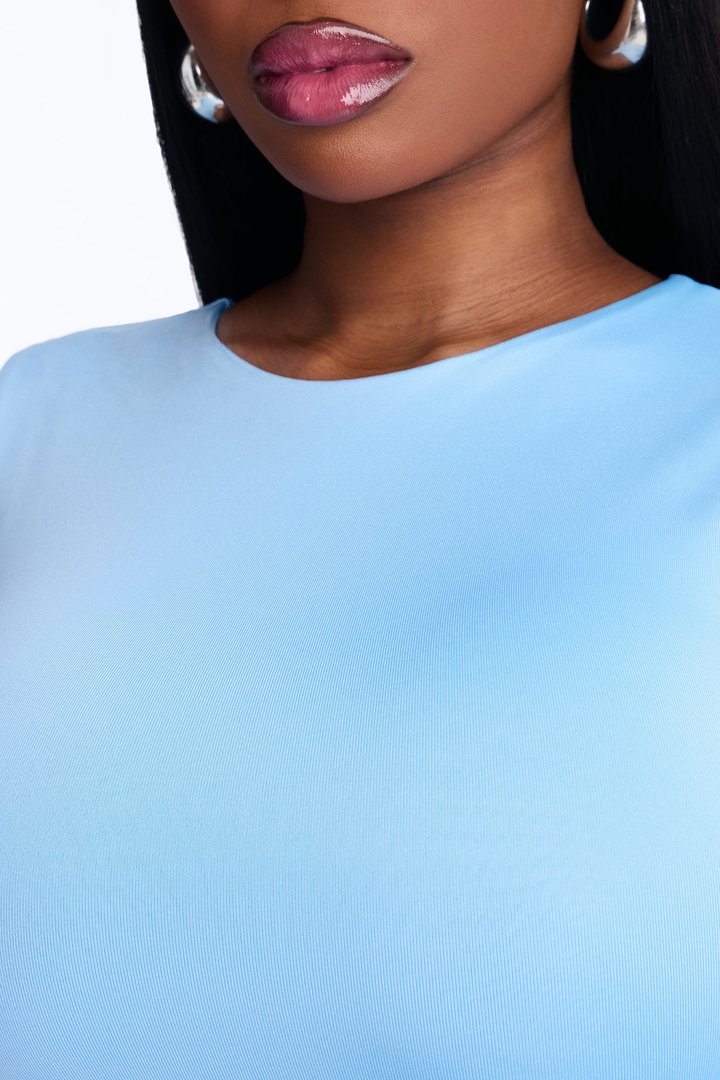Contour Double Lined Crew Neck Sleeveless Maxi Dress - Light Blue