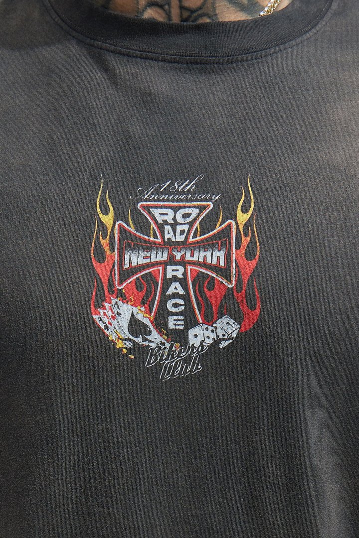 Road Race Oversized Short Sleeve Tee - Black