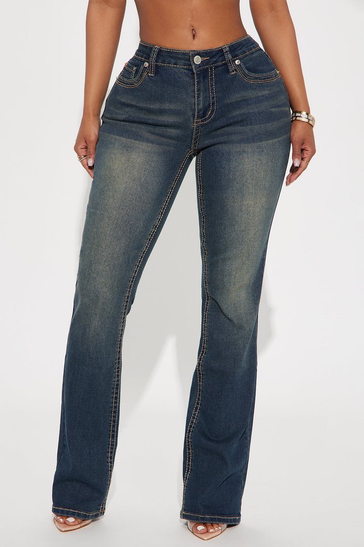 Sofia Embroidered Mid Rise Bootcut Jeans - Vintage Wash