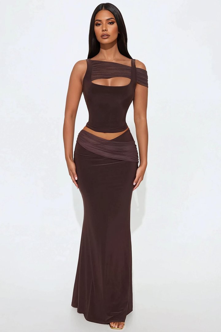 In My Maxi Skirt Set - Brown