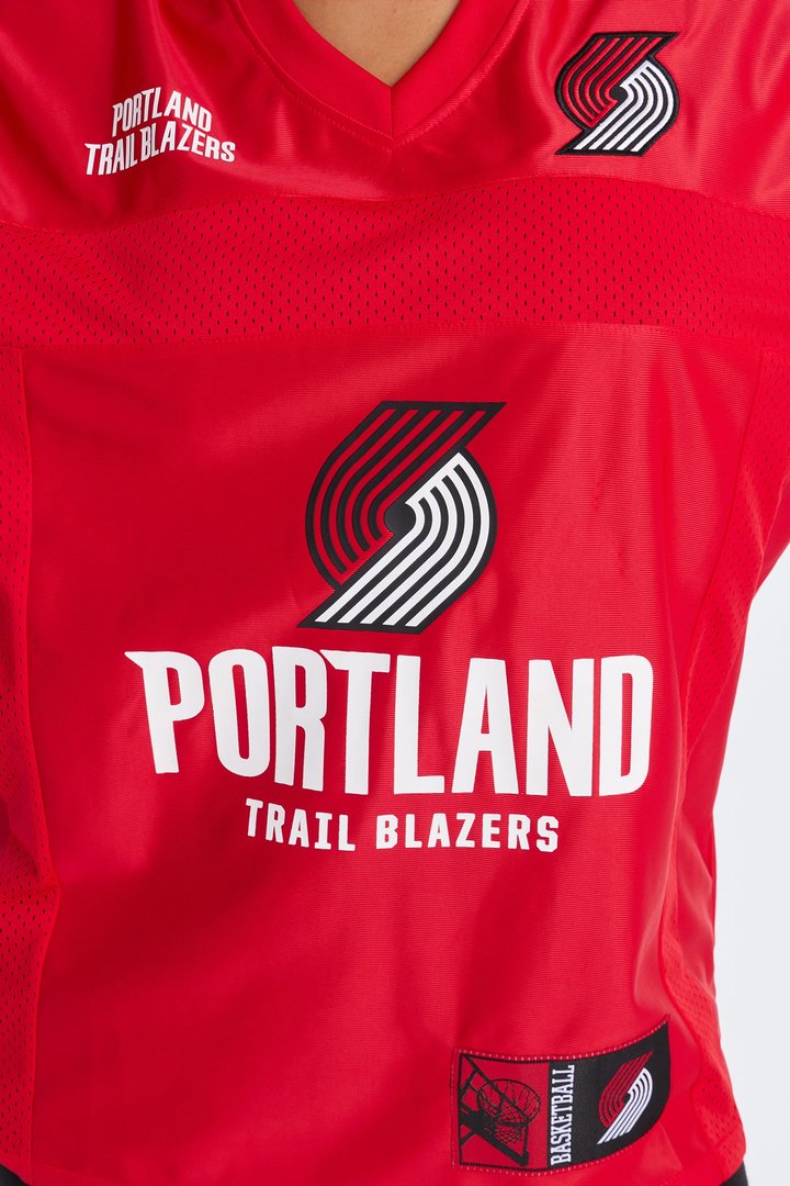NBA Trailblazers Oversized Mesh Tee - Red