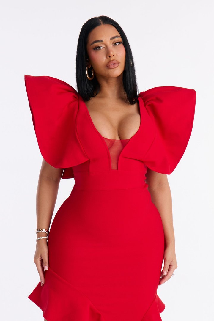 Soreline Bandage Midi Dress - Red