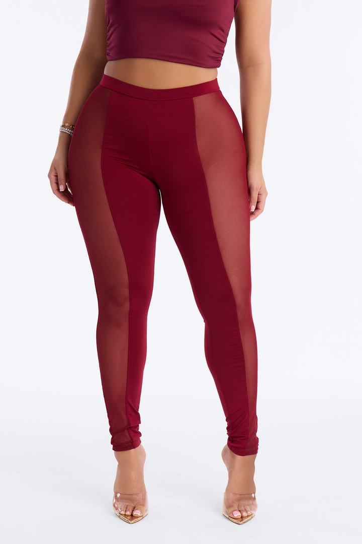 Gwen High Rise Mesh Cut Out Legging - Wine