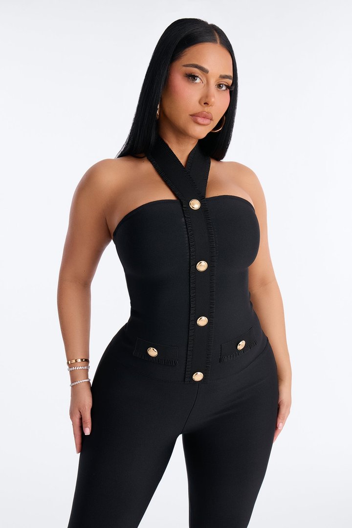 Star Struck Bandage Jumpsuit - Black