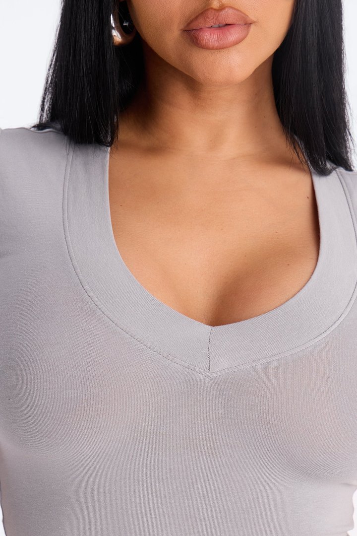Delaney Short Sleeve Top - Light Grey