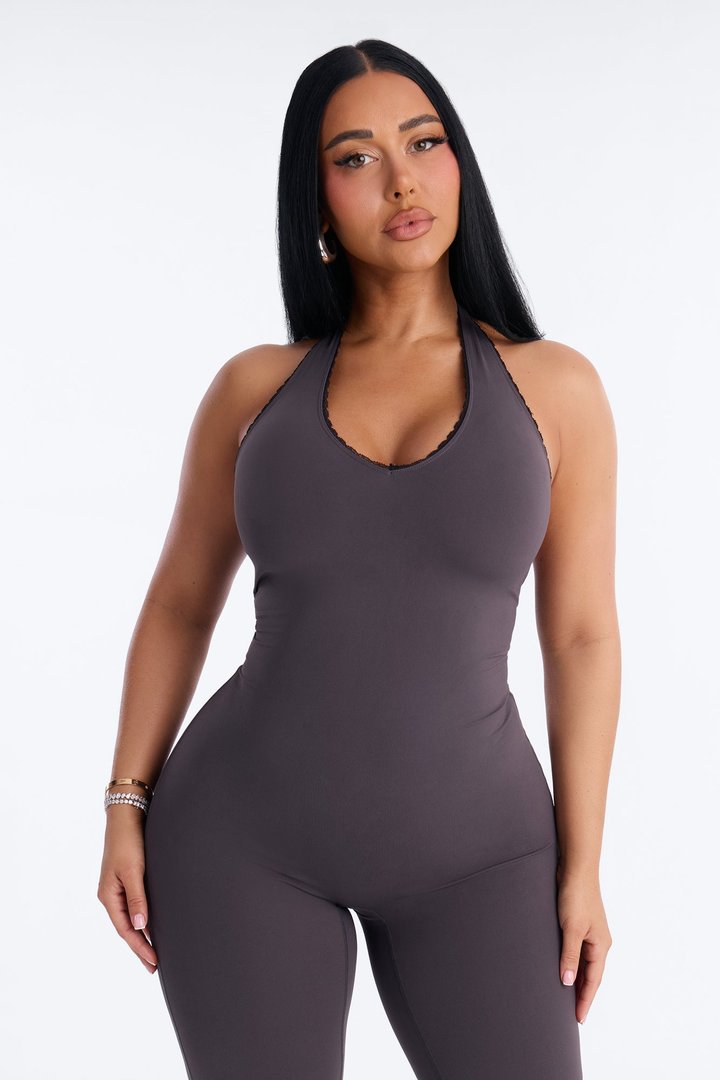 Faven Flare Leg Jumpsuit - Charcoal
