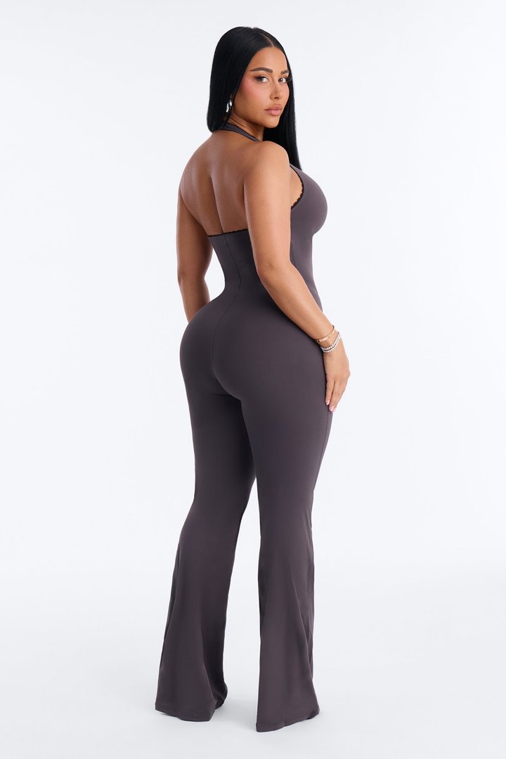 Faven Flare Leg Jumpsuit - Charcoal