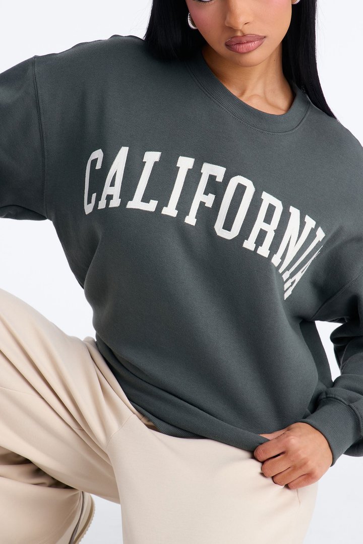 California Vintage Fleece Crew Neck Sweatshirt - Hunter Green