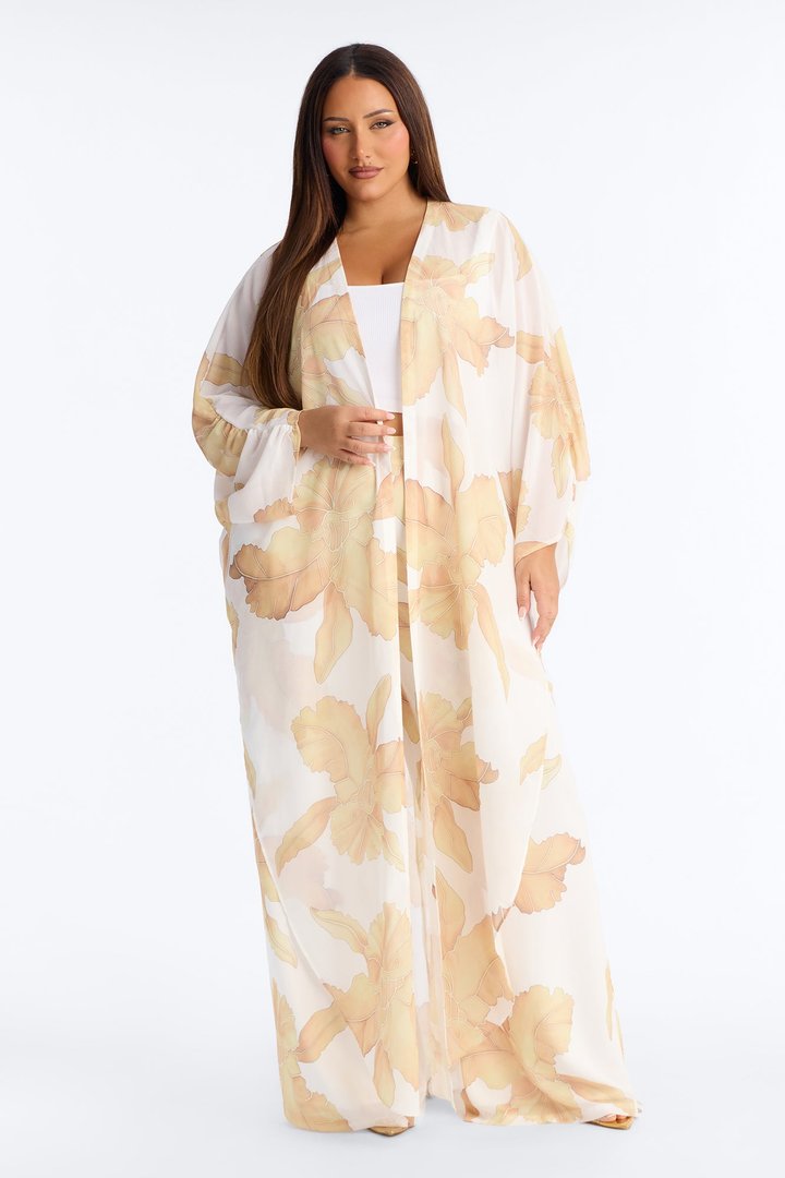 Kamilla Wide Leg Pant Set - White/combo