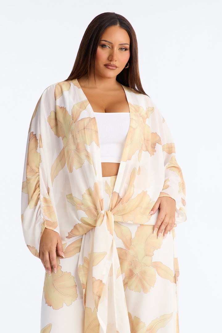Kamilla Wide Leg Pant Set - White/combo