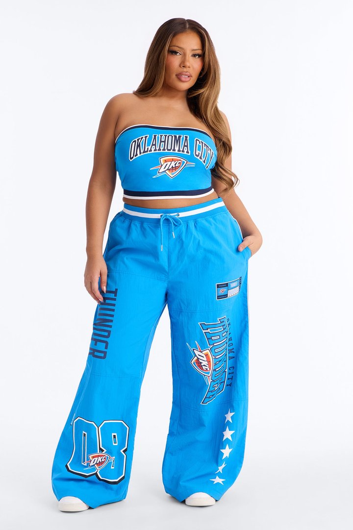 NBA OKC Thunder Patchwork Cargo Wide Leg Pant - Blue