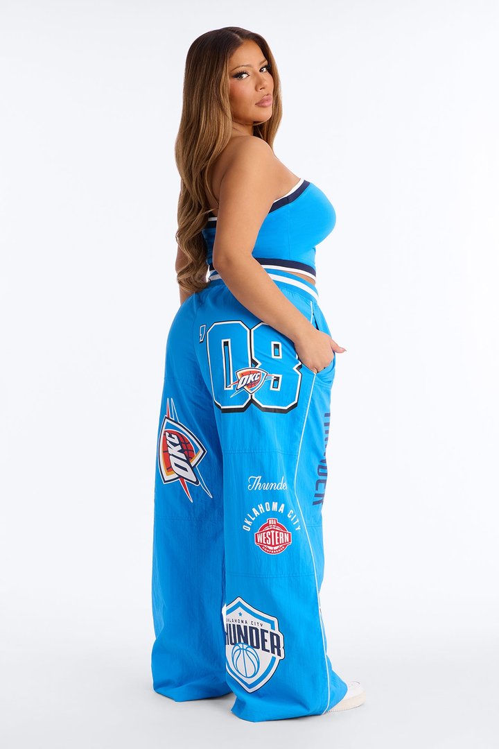 NBA OKC Thunder Patchwork Cargo Wide Leg Pant - Blue