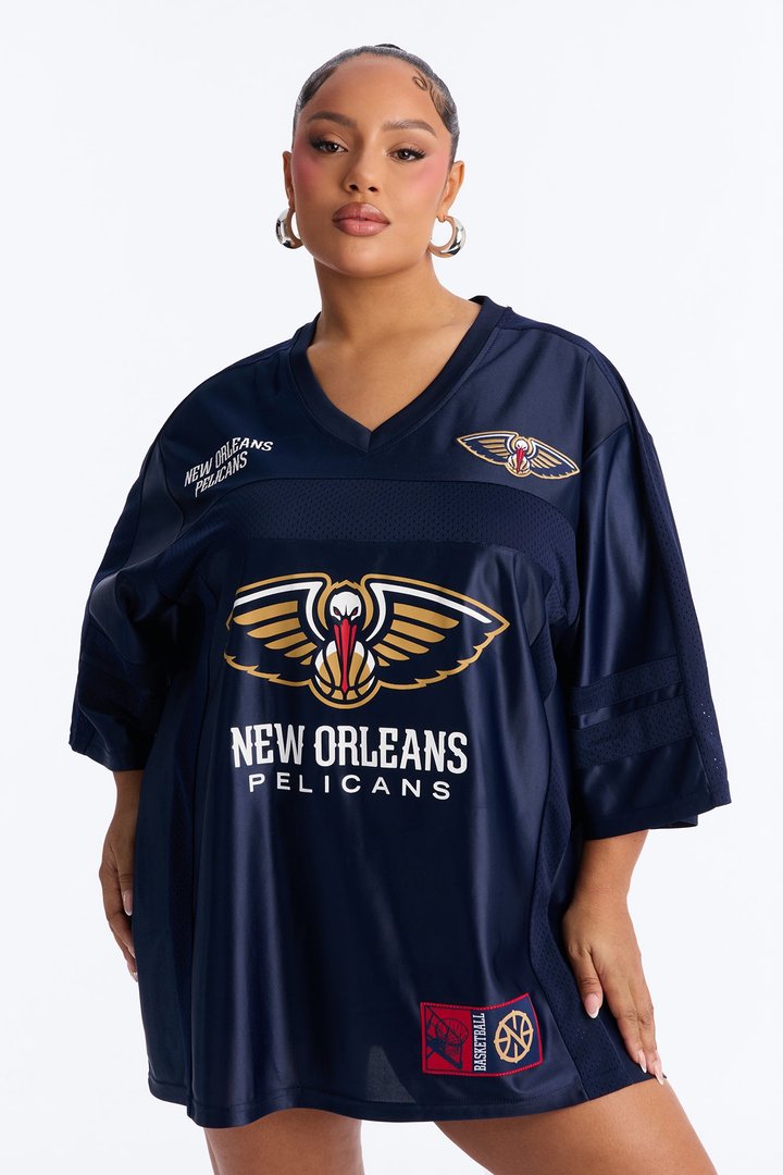 NBA Pelicans Oversized Mesh Tee - Navy