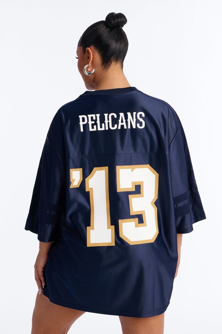 NBA Pelicans Oversized Mesh Tee - Navy