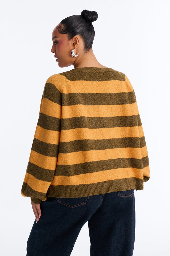Sweet Addiction Striped Cardigan - Orange/combo