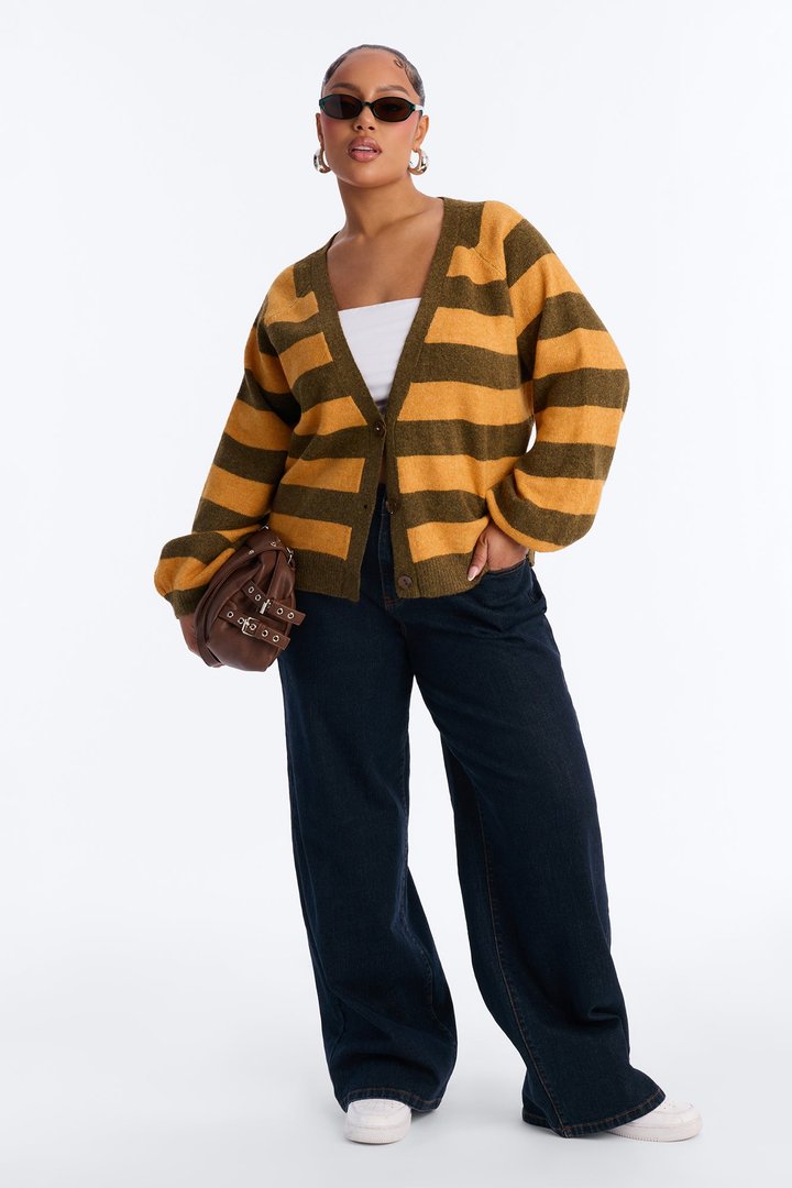 Sweet Addiction Striped Cardigan - Orange/combo