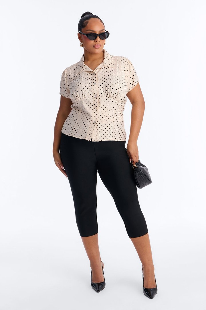 Fresh Season Polka Dot Linen Shirt - Cream/combo