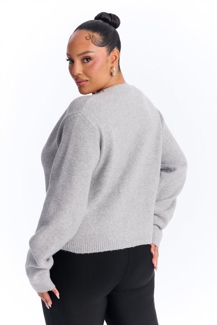 Elaia Asymmetric Button Front Cardigan Sweater - Grey