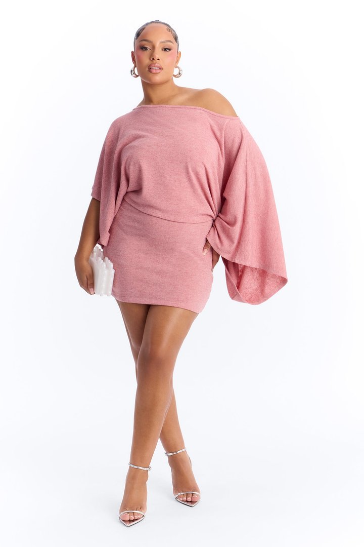 Isabella Strapless Sweater Mini Dress Set - Pink