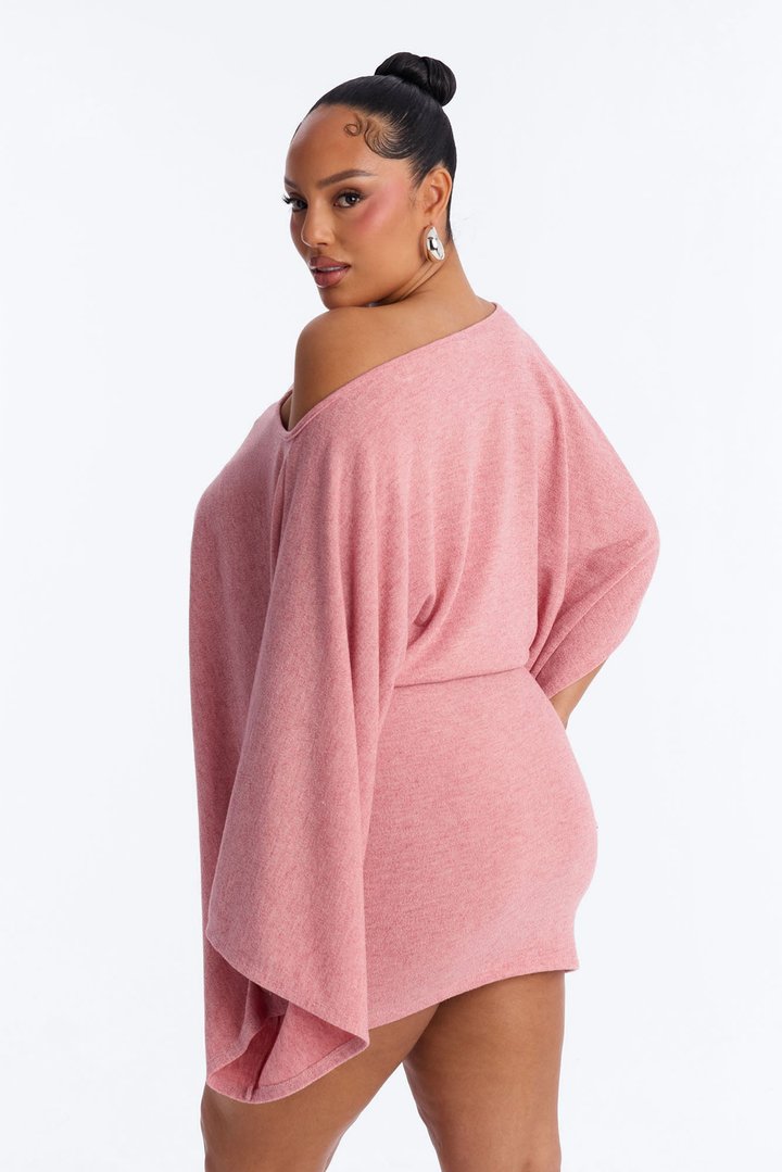 Isabella Strapless Sweater Mini Dress Set - Pink