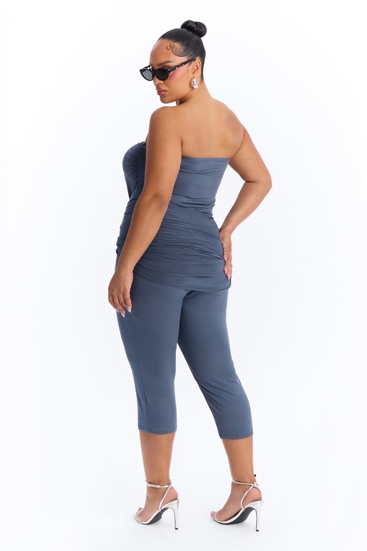 Kali Draped Front Capri Jumpsuit - Charcoal