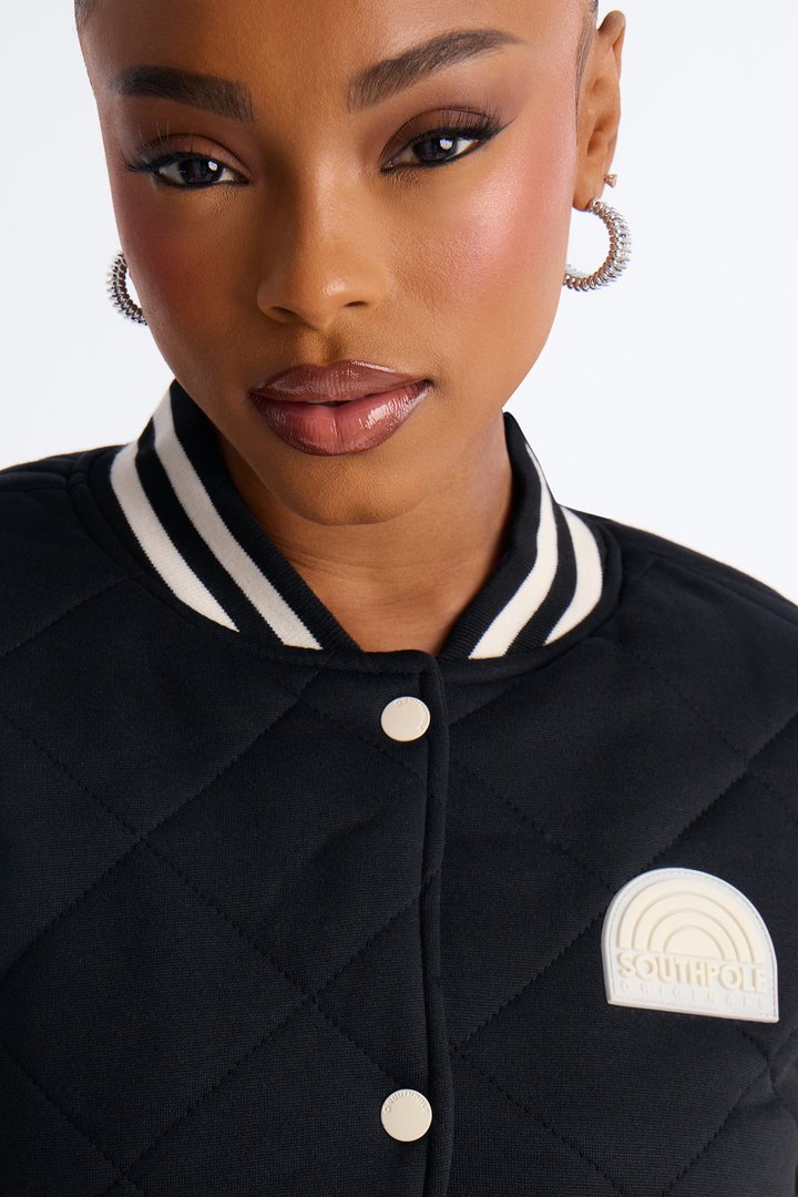Southpole Classic Diamond Quilted Bomber Jacket - Black/combo