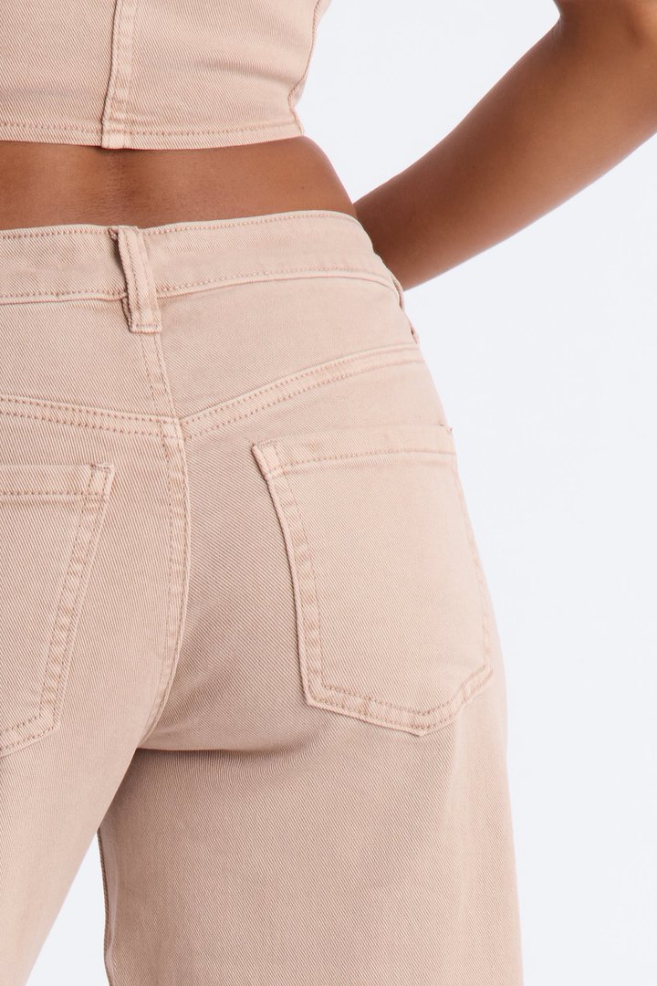 Springtide Low Rise Wide Leg Jeans - Taupe