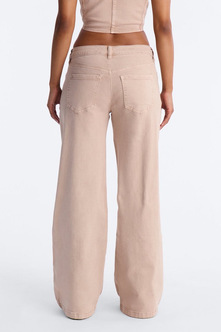Springtide Low Rise Wide Leg Jeans - Taupe