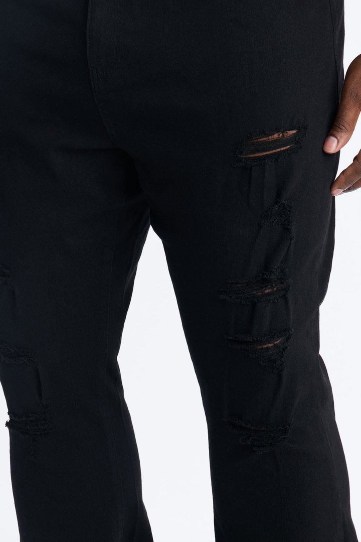 Stacked Skinny Flare Everyday Motion Distressed Jean - Black