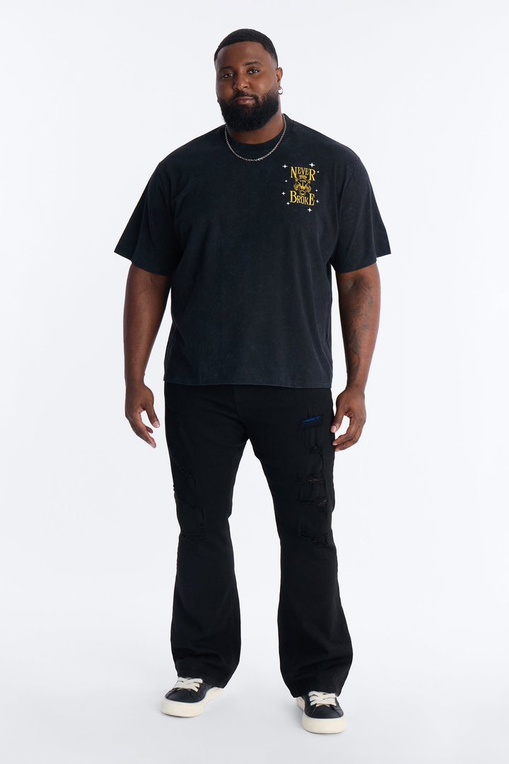 Real Recognizes Real Embroidery Short Sleeve Tee - Black Wash