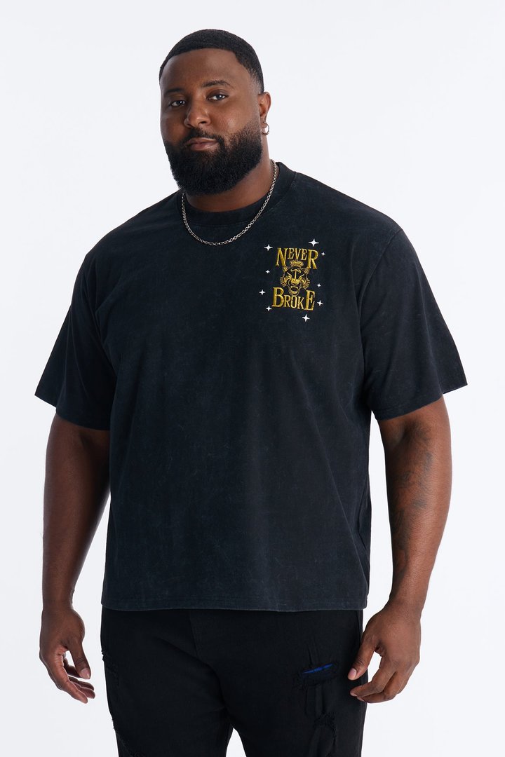 Real Recognizes Real Embroidery Short Sleeve Tee - Black Wash