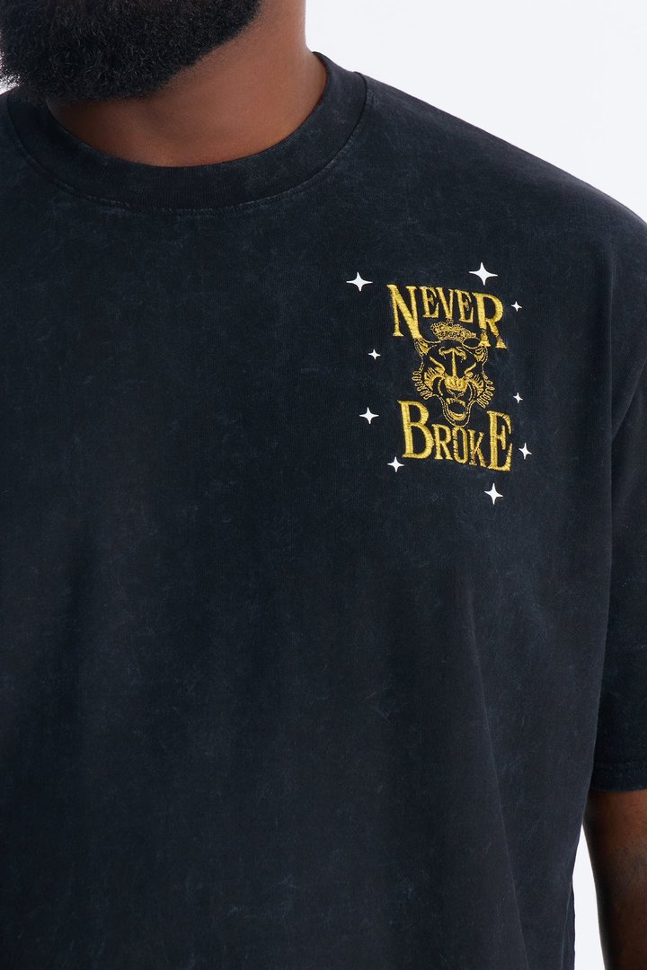 Real Recognizes Real Embroidery Short Sleeve Tee - Black Wash
