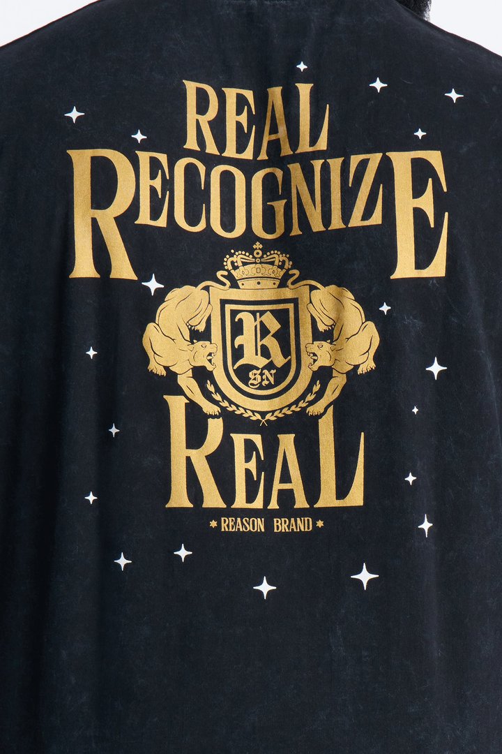 Real Recognizes Real Embroidery Short Sleeve Tee - Black Wash