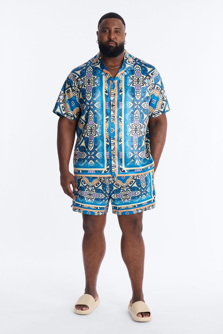 Mosaic Resort Printed Swim Trunk 4″ - Multi Color