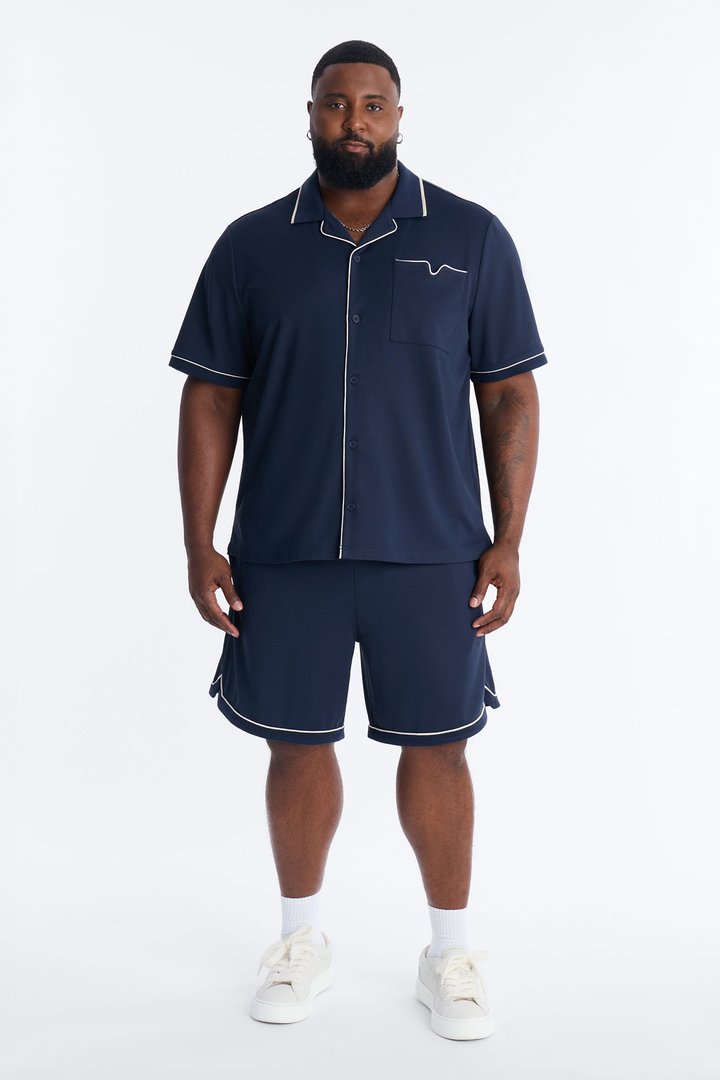Noir Cuban Collar Shirt - Navy