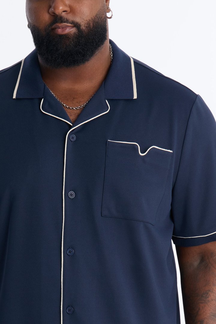 Noir Cuban Collar Shirt - Navy