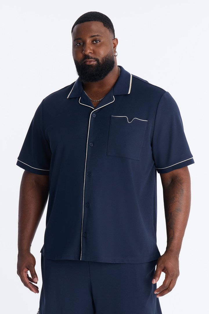 Noir Cuban Collar Shirt - Navy